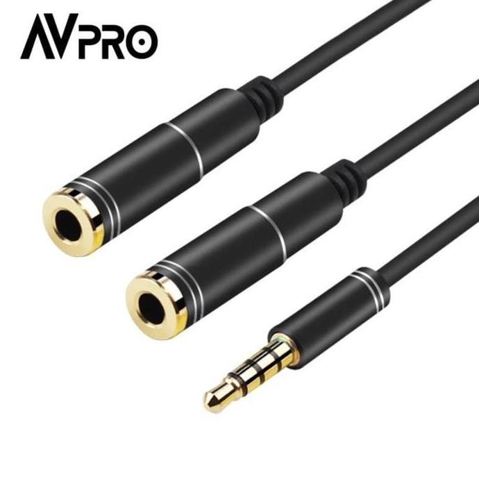 Promo AVPRO AVC160 3.5mm TRRS Audio Splitter Cable For 2 Headset Mic 30cm Diskon