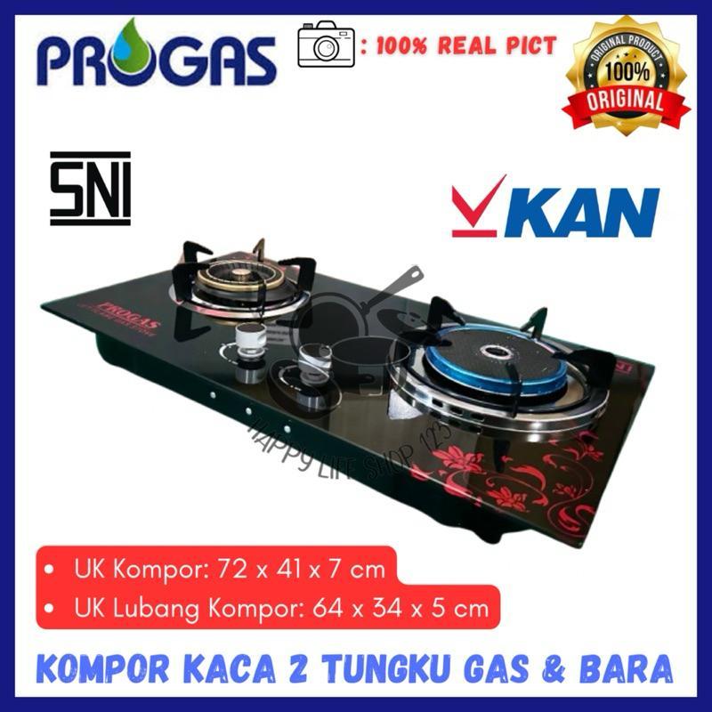 Ks Kompor Tanam Progas 2 Tungku Mix Bara/Kompor Tanam Progas 2 Tungku Gas Gas Sni