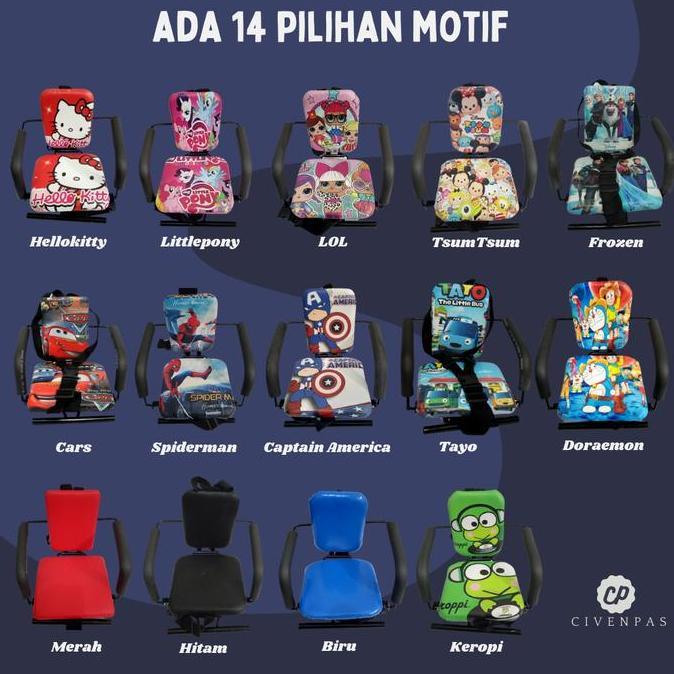 JOK KURSI ANAK DI MOTOR TEMPAT DUDUK ANAK DI MOTOR MATIC DAN MOTOR BEBEK 2 IN 1 BESI MOTORCYCLE