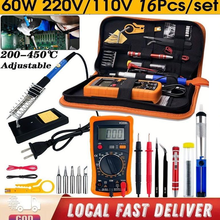 Set Solder Listrik Lengkap Dengan Solder 60 Watt Solder Set Lengkap Solder Kit 16 in 1 Solder Listri