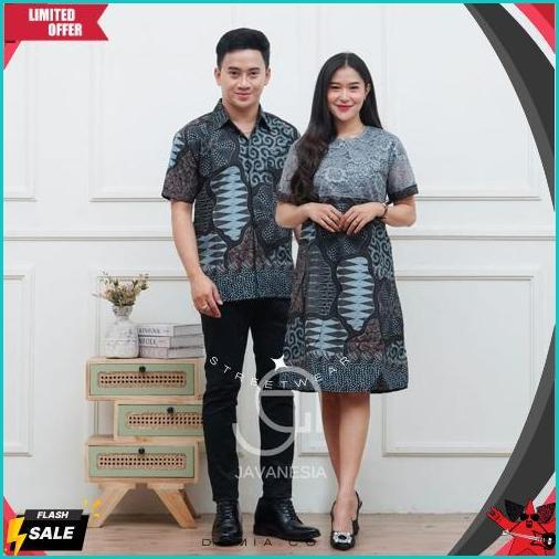 Outfit Couple Baju Batik Lengan Pendek Dress Brokat Kemeja Pria Baju Kantor Baju Cewek M LXL XXL Dis