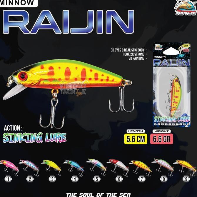 UMPAN PANCING LURE MINNOW Riptide RAIJIN MINNOW SINKING LURE 5.6 CM 6.6 GRAM
