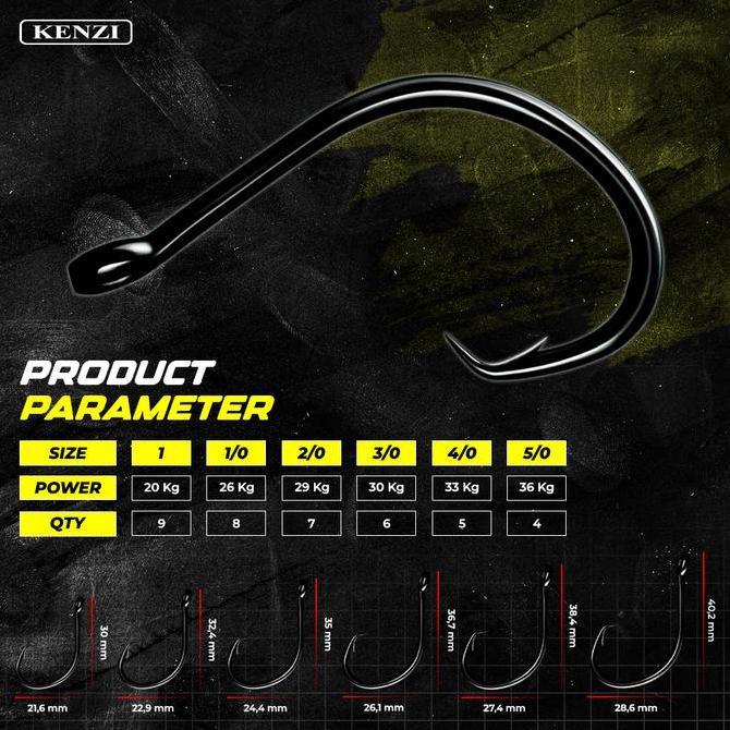 MATA KAIL KENZI CIRCLE HOOK POWER CARBON HOOKS BLACK NICKEL
