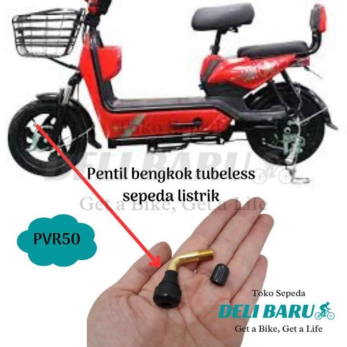 Pentil ban tubeless PVR50 model bengkok dop tubles sepeda listrik