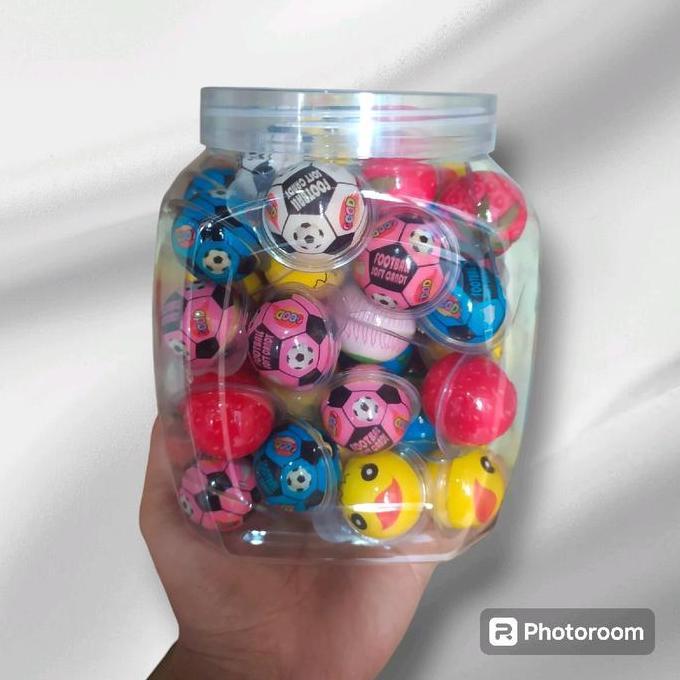 Gummy @50pcs - Permen lunak Bulat Motif Mata , Bola , Buah Buahan - Permen lunak Viral Fruity Toples