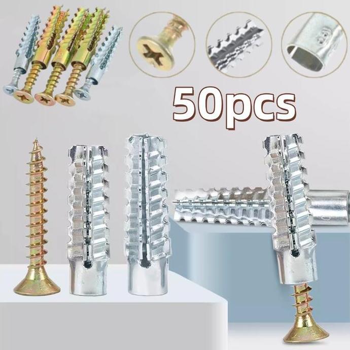 50pcs Sekrup Ekspansi Angkur Baut Tembok Sekrup Wall Anchor Tembok Sekrup Dinding Tembok Angkur