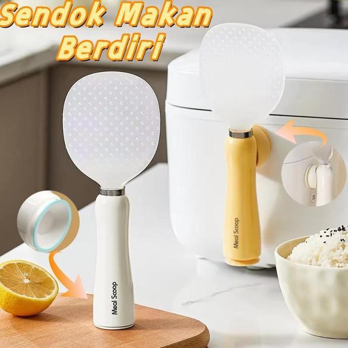 Sendok Nasi Plastik Centong Nasi Silikon Anti Jatuh Anti Vertikal Otomatis Sendok Nasi Dapur Rumah T