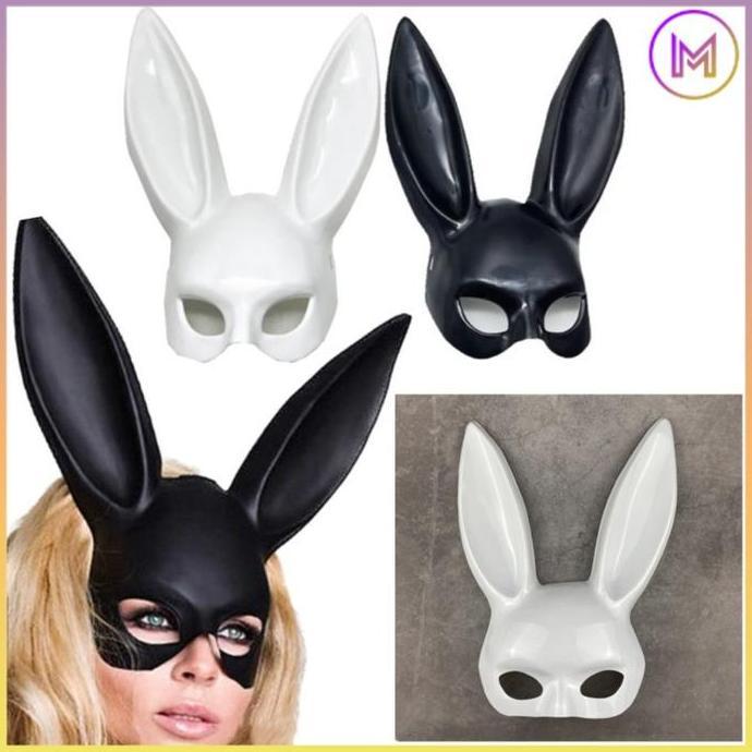 Topeng Pesta Halloween Kelinci Hitam/Topeng Telinga Kelinci Telinga Kelinci Cosplay Hitam Topeng Bun
