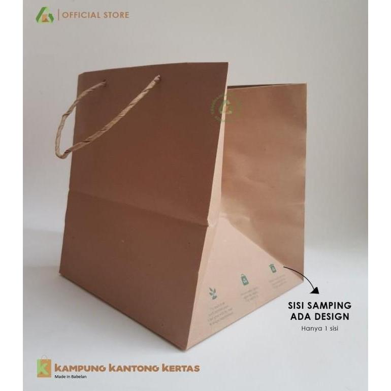 Paper bag Kraft P22 L21 T24 / Kantong coklat kotak nasi / box nasi