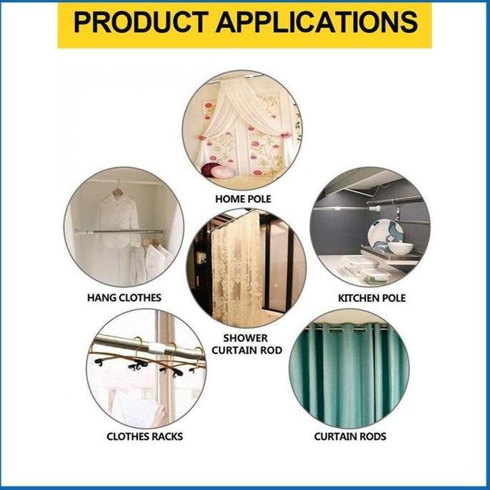 .Marine Tiang gorden fleksibel/ Tiang jemuran / tiang serbaguna kamar mandi toilet dapur jendela gor