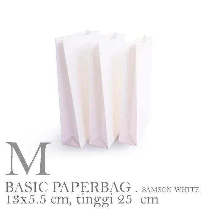 BASIC PAPERBAG PREMIUM WHITE: MEDIUM (M) WHITE SAMSON 140gr