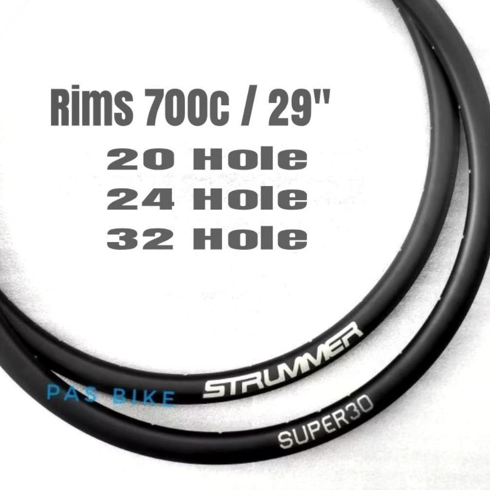 Rims Gravel 700C 24 Hole 32 Hole Tubeless Velg Strummer Super 30 Mm