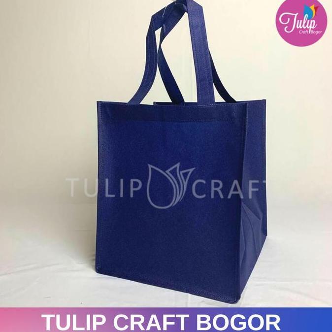 Tas Spunbond 26x26x28cm Kotak Nasi box Biru Navy Goodiebag