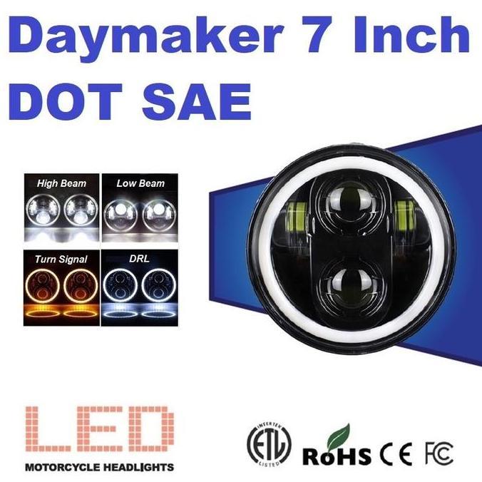 Promo Lampu LED DOT SAE Daymaker 7 inch inci Halo Ring Motor Mobil Car Daymaker 7Y1 Diskon