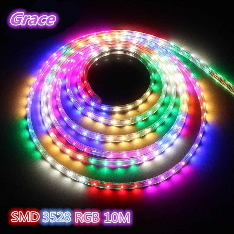 10M Rgb Lampu Led Strip Selang 3528 2835 220V 10M Meter Outdoor Rgb/Lampu Strip Led