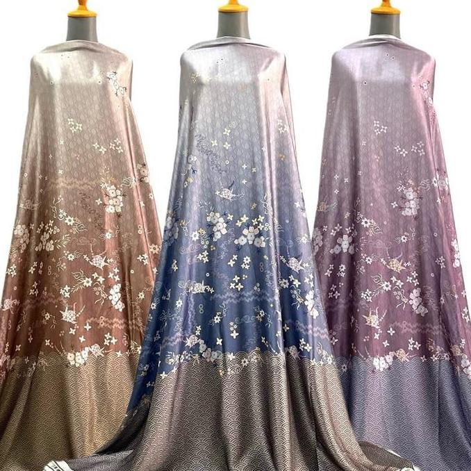 AI131 }} Kain Arabian Silk Semi Sutra Gradasi Ocean harga per setengah meter untuk couple sarimbit S