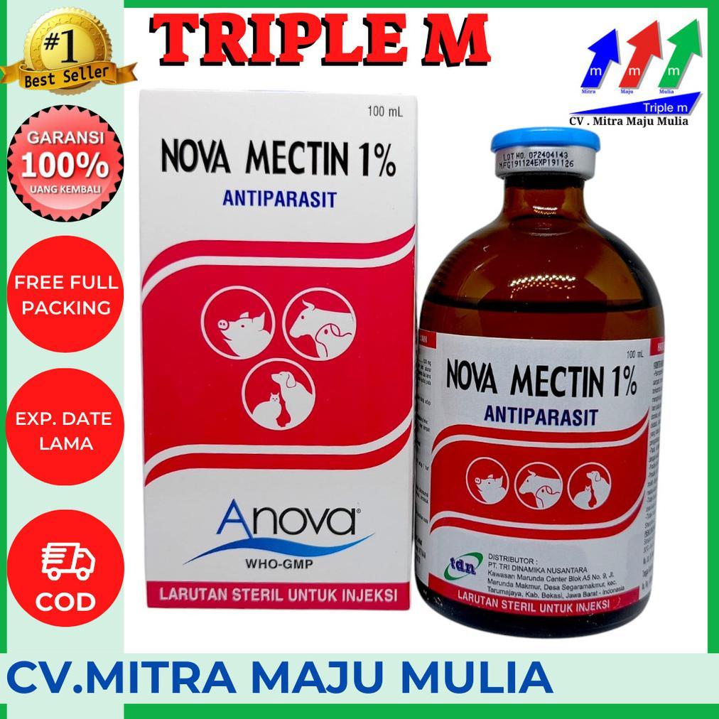 NOVA MECTIN 1% Triple M- Obat ANTIPARASIT (cacing/gudeg) pada HEWAN