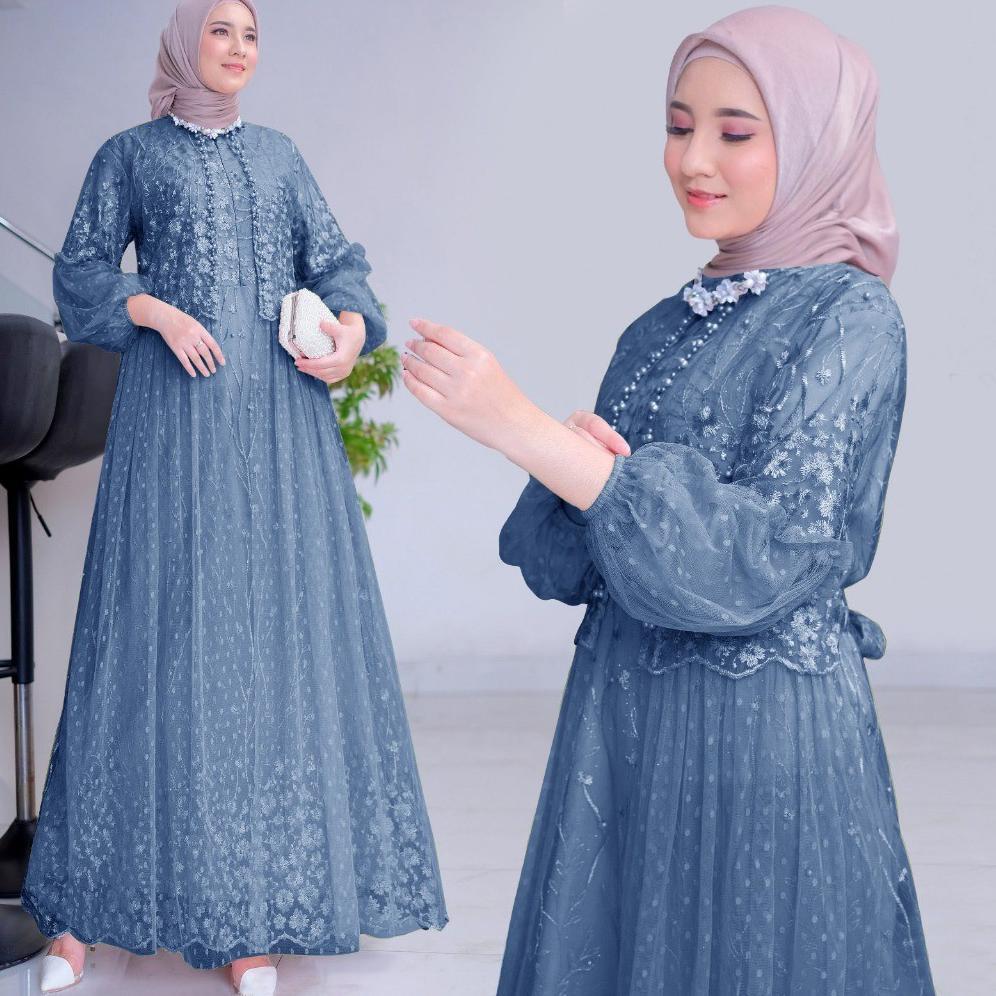 Gamis Lebaran 2025 el Gamis Terbaru Remaja Bahan Adem Set Hijab Games Kondangan Muslim Pesta Mewah E