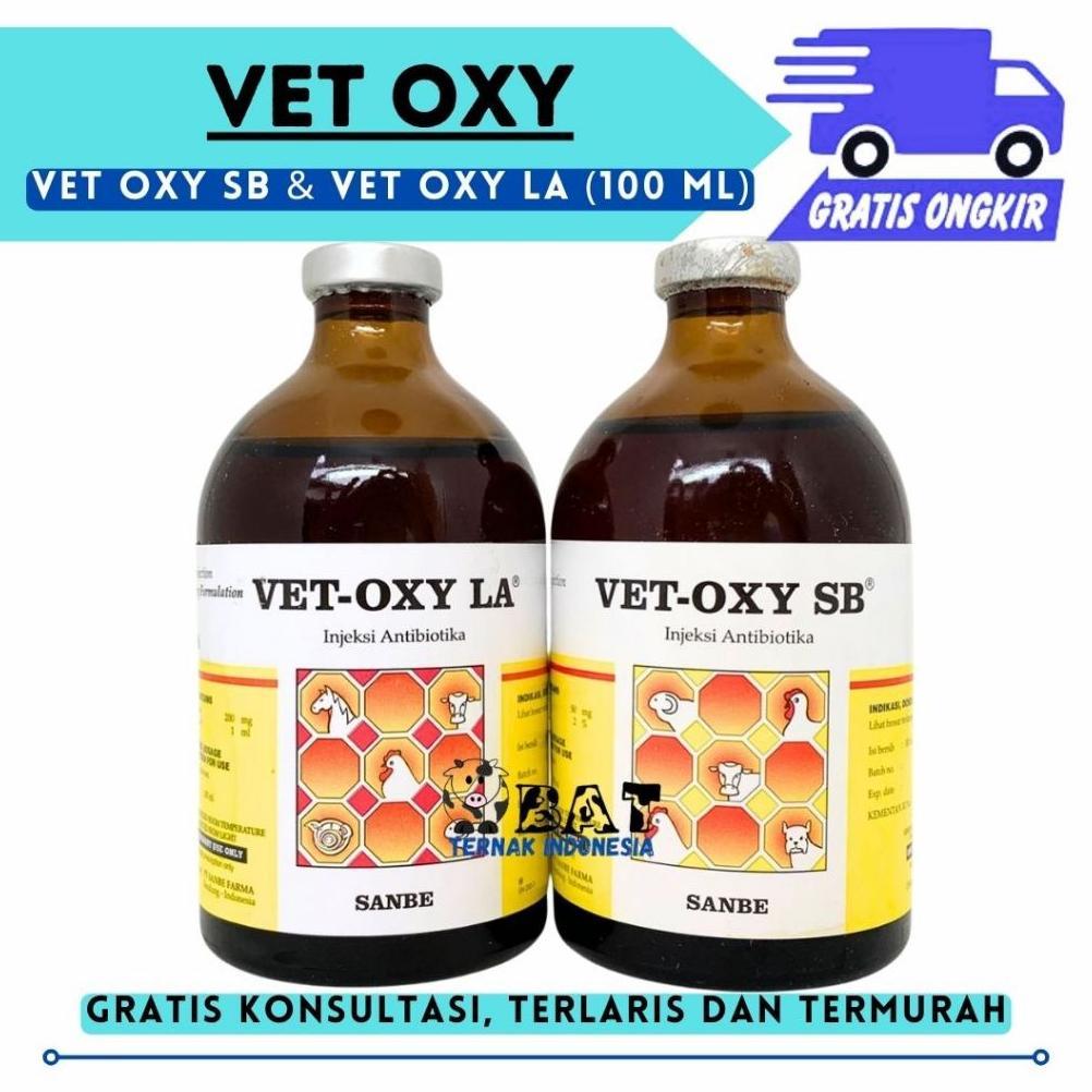 VET OXY LA 100 ml & VET OXY SB 100 ml - SANBE - Obat Ant.ibi.otik Hewan Spektrum Luas SANBE