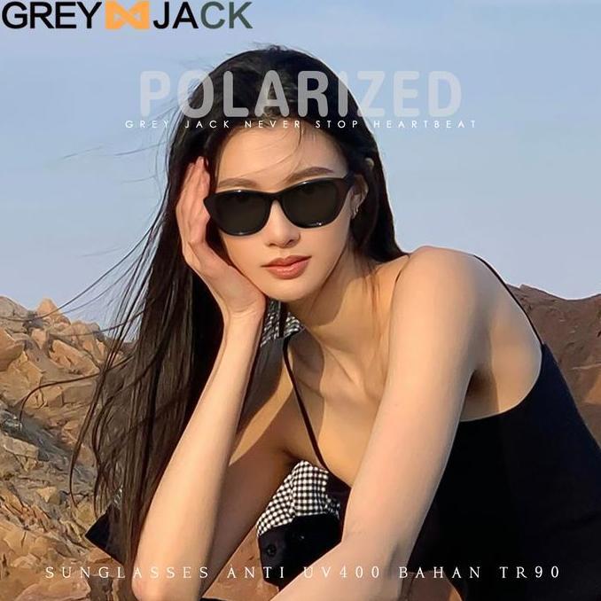 WOVLO Grey Jack Kacamata Hitam Sunglasses Polarized Anti Silau UV400 Model Cat Eye Bahan TR90 Kokoh 