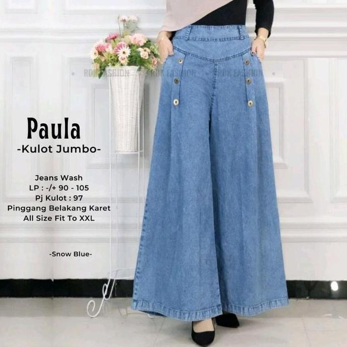 Celana Kulot Paula Jumbo Palazzo/Kulot Payung Jeans Premium Terlaris