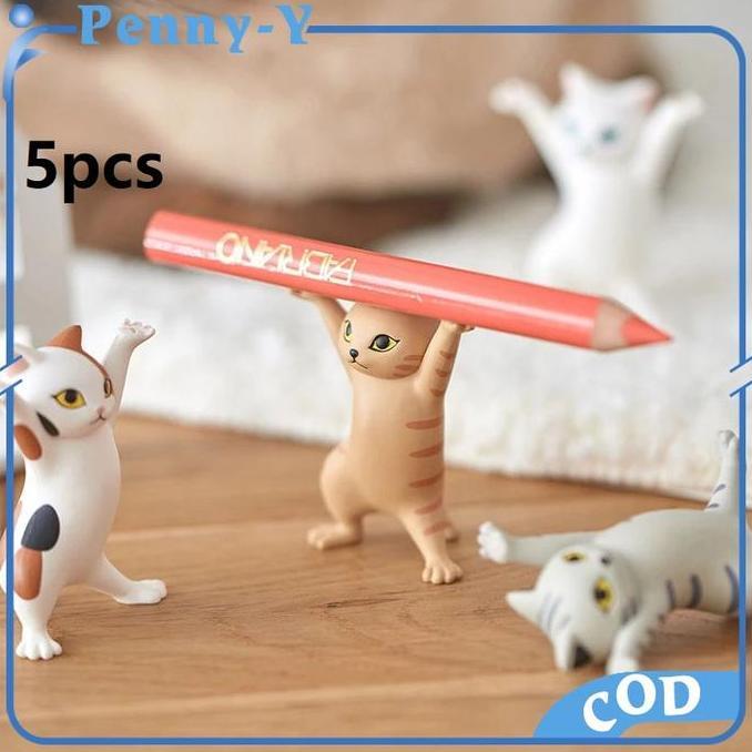 LOLY 5pcs Dancing Cat Holder Multifungsi Cat Stand Holder Untuk Pen Holder