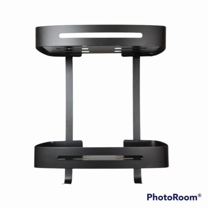rak sabun stainless hitam 2 susun / tempat sabun stainless hitam