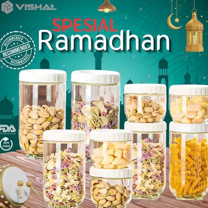 Vishal 4 In 1 Toples Kaca Set Canister Toples Satuan Seal Sna Jar Toples