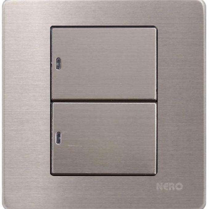 saklar seri lampu LED stainless v8 nero. saklar double LED v8 nero ready