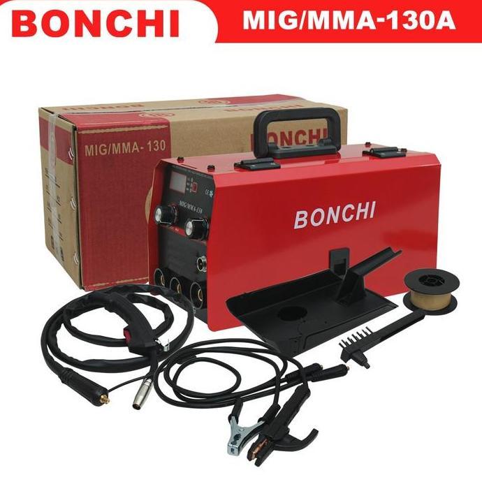 AF-AB.06 || Bonchi Mesin Las Mig MMA 130A 900watt Lengkap Siap pakai Tanpa Gas ready