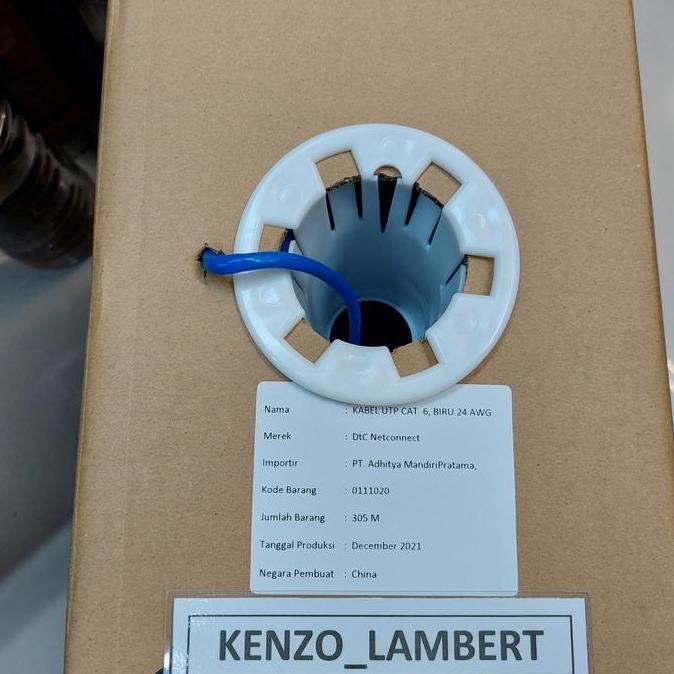 Ready kabel data utp cat 6 DTC netconnect / Kabel UTP DTC CAT 6 305M Warna Biru