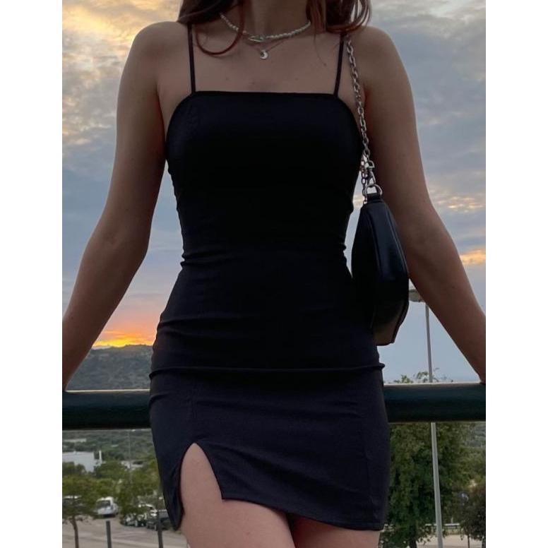 Best Sale Dress Bodycon Tangtop Sexy Paha Belah Mini Korean Style Gaun Wanita Sexy Club Malam Hot