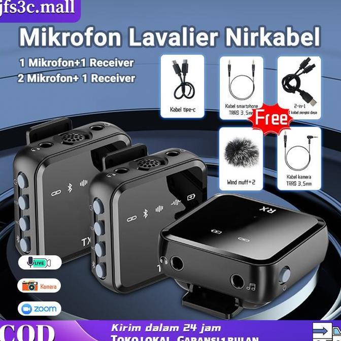 Wireless Microphone Professional Wireless 2 Mikrofon untuk HP DSLR