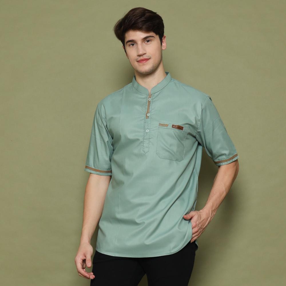 New Product Elmoza - Elmoza Baju Koko Kurta Dewasa Premium Lengan Pendek Sakka Warna Sage