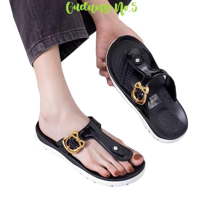 DV287 >> Sandal Jepit Sandal Jelly Wanita Model Terbaru Bahan PCU Model Tali Gesper 1823