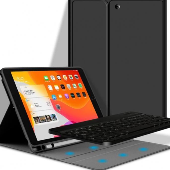 SK-1036E Ipad 8 10.2" Wireless Bluetooth Backlight Keyboard Pen Slot