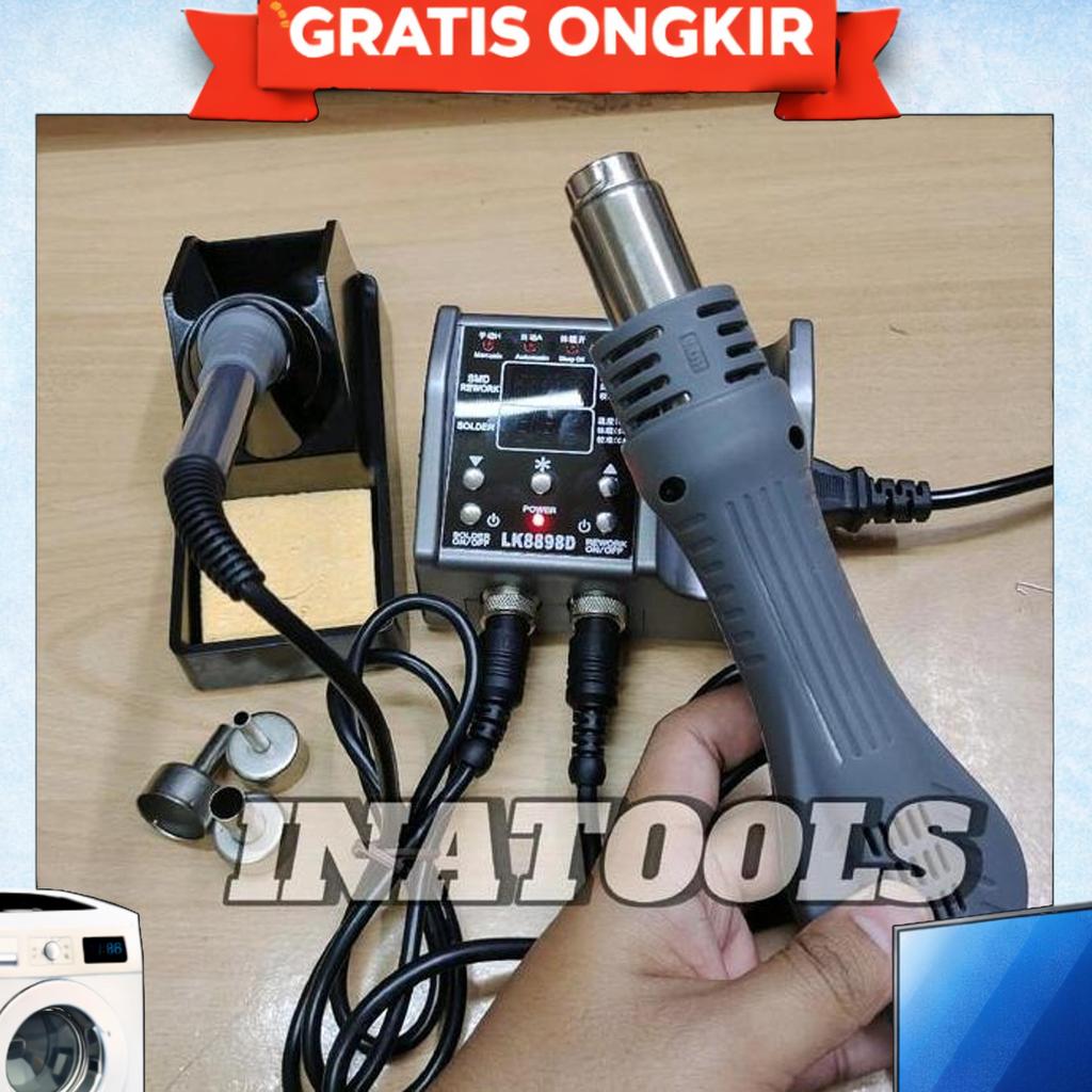Blower + Solder Temperature 2 In 1 8898 Digital 700W Ori - Solder Uap Dan Solder Station 2 In 1 Lion