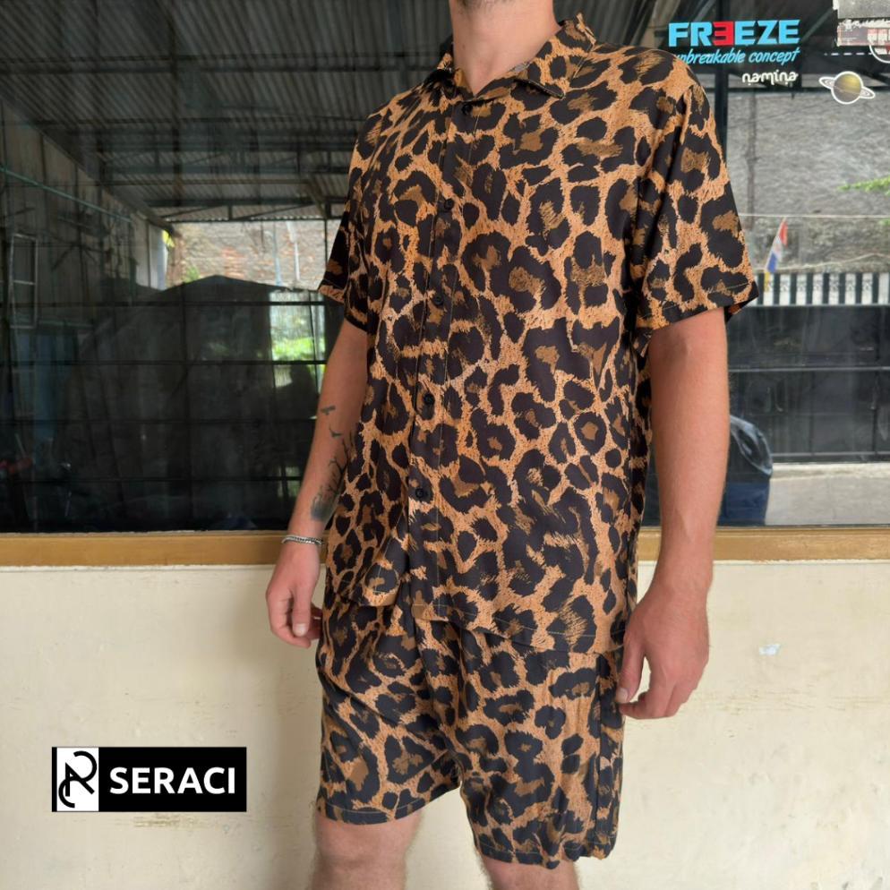 Premium Seraci - One Set Kemeja Pria Dan Wanita Setelan Celana Pendek Hawaii Daily Outfit Pantai Bah