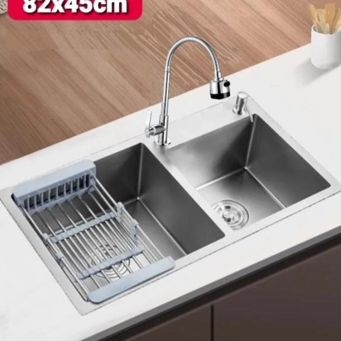 Bak Cuci Piring Stainless/ Kitchen Zink 2 Lobang 82 45