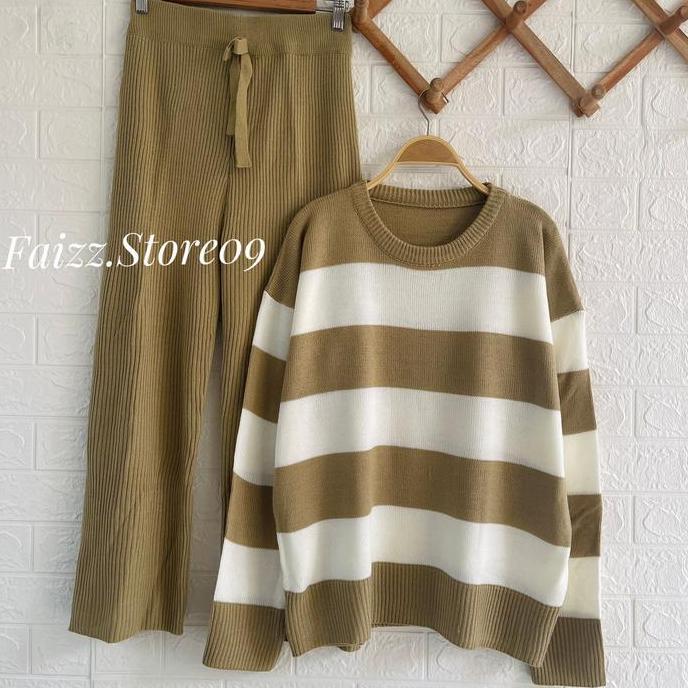 DS366 - ONESET RAJUT SWEATER HANABI SETELAN CELANA KULOT RAJUT WANITA Baju Fit