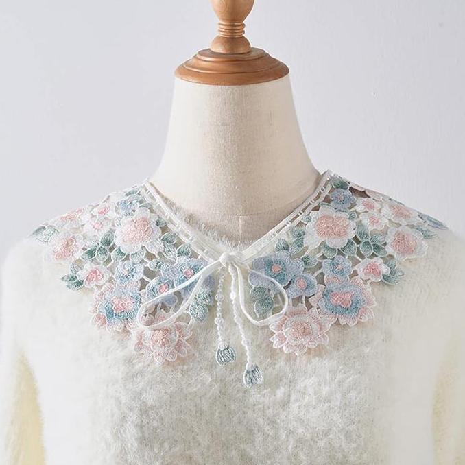 NOXAZA Kerah Bordir Instan Fake Collar Kerah Palsu Wanita Kerah Palsu Vintage Kerah Korea Fake Colla