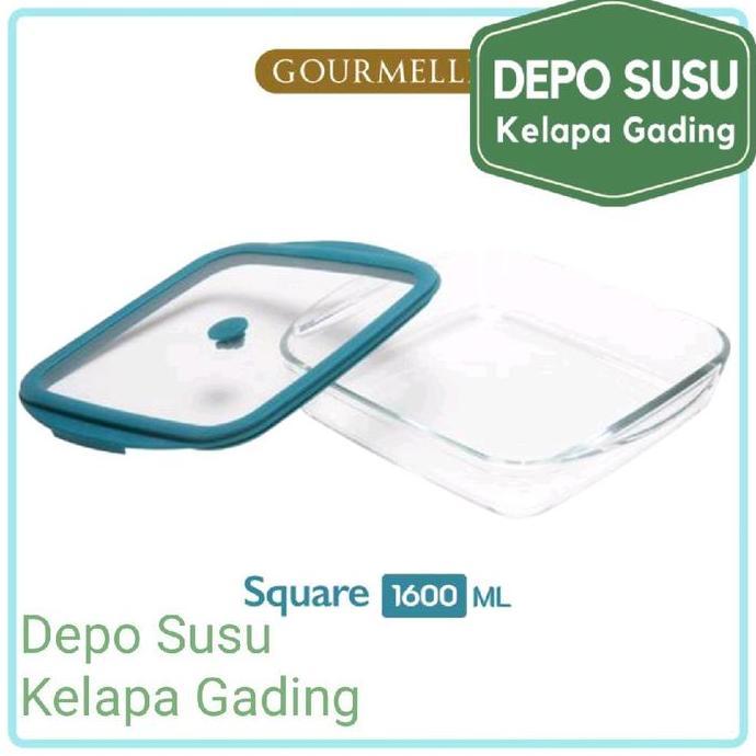 Gourmelle Glass Baking Dish With Vent Glass Lid | Oval Square Rectangle 1600Ml 800Ml 2000Ml | Wadah 
