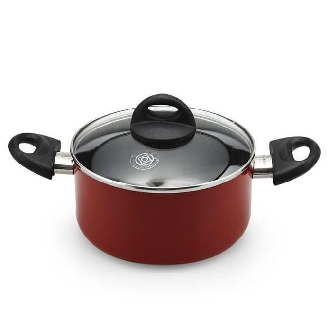 Supra Rosemary / Dutch Oven 24Cm Panci Teflon + Tutup Kaca 24 Cm