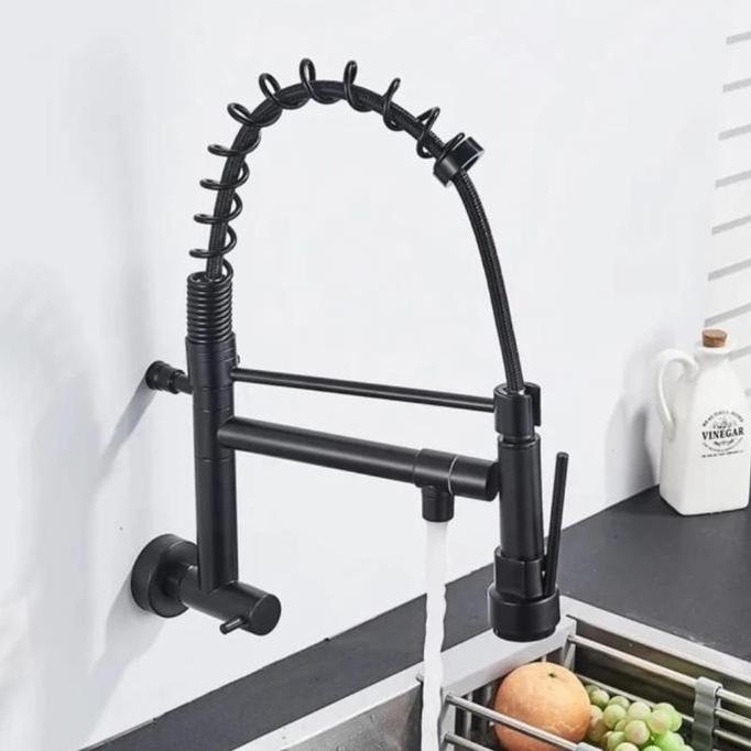 Kran Pantry Tarik Hitam / Kran Tarik Dinding Hitam / Kran Sink Tarik Stainless Black