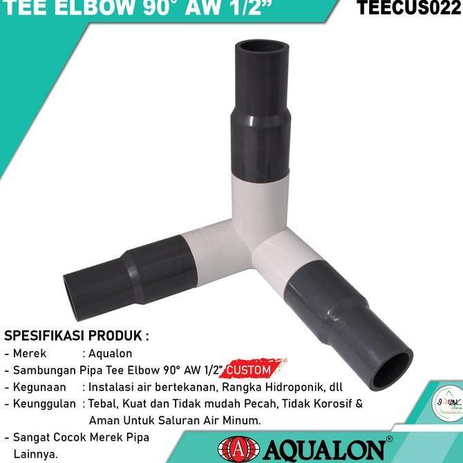 Sambungan Pipa PVC TEE ELBOW 90 AW 1/2" CUSTOM (3 WAY KNEE)-AQUALON