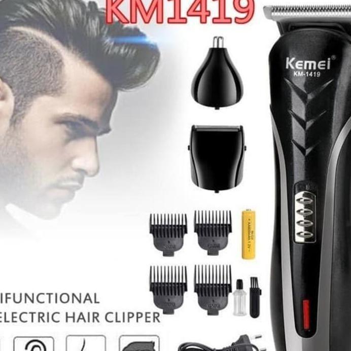 KM-1419 Mesin Cukur Kemei Clipper 3 in1 Alat Cukur Rambut Charger 1419