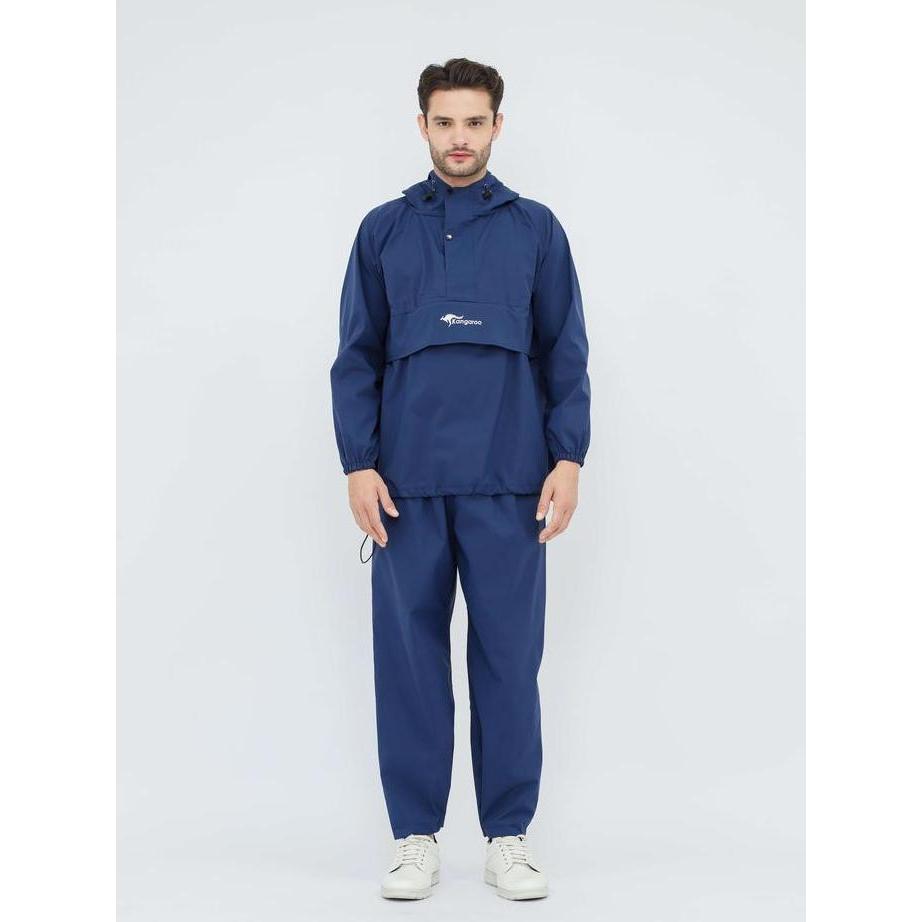 Jaket Jas Hujan Pria Setelan Mantel Saku Kangaroo Raincoat Premium