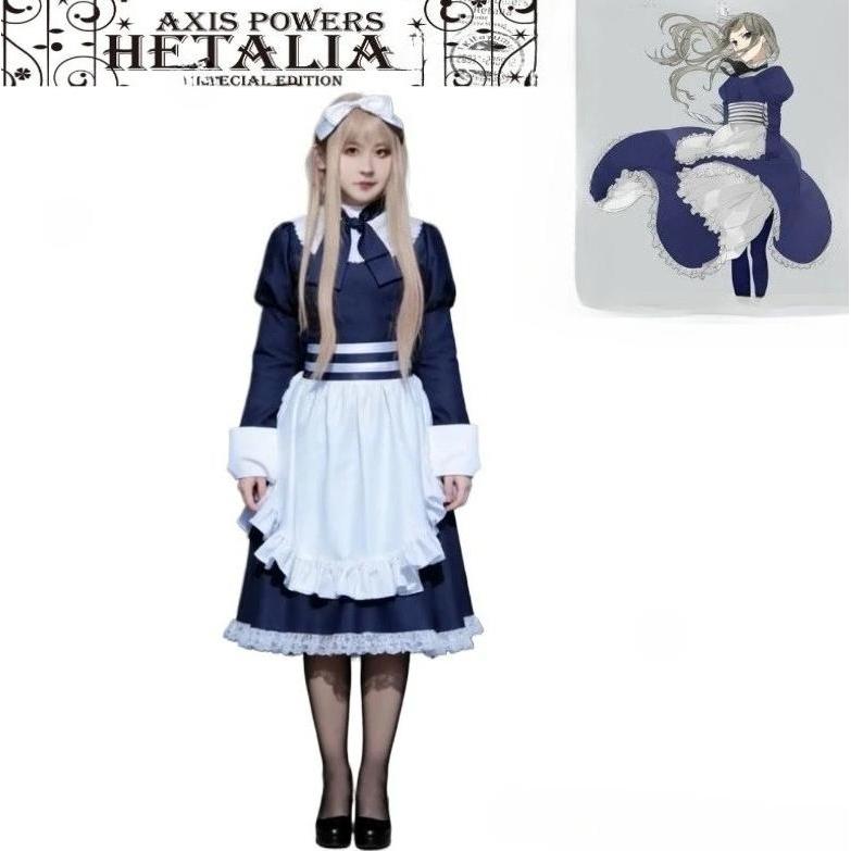 Anime axis powers hetalia cosplay costume belarus nataliya arlovskaya maid dress skirt anime with th