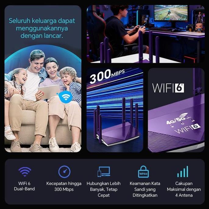 4g/5g router dengan slot kartu sim Tanpa Hadapan Hotspot 4G/5G LTE Modem Router WIFI 300 MBPS SPEED