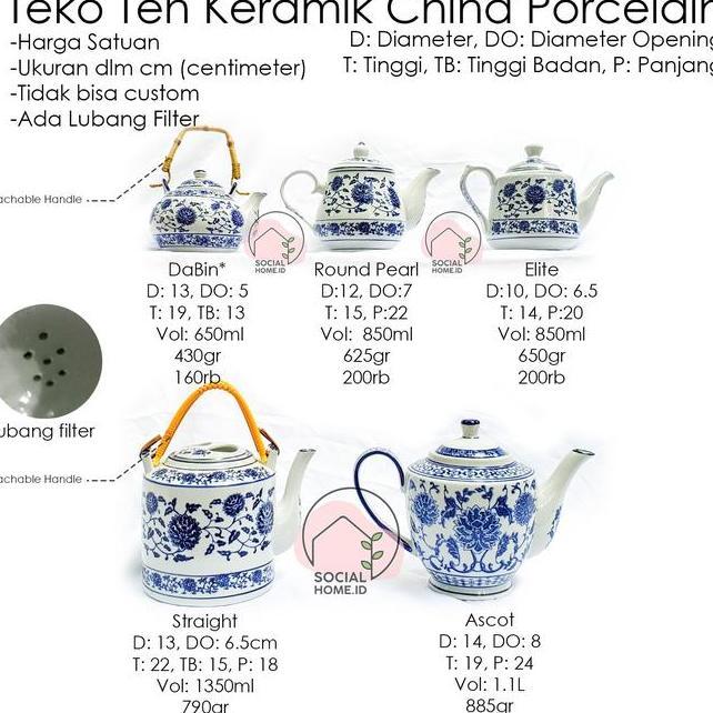 Teko Teh Pitcher Teh Keramik China Porcelain Volume 1.1L
